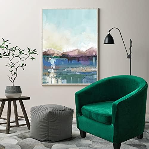 MIFXIN 2 Pieces Velvet Tub Chair Covers with Cushion Cover Stretch Soft Removable Tub Chair Slipcovers Armchair Sofa Couch Furniture Protector Cover for Living Room Club Bar Counter (Green)