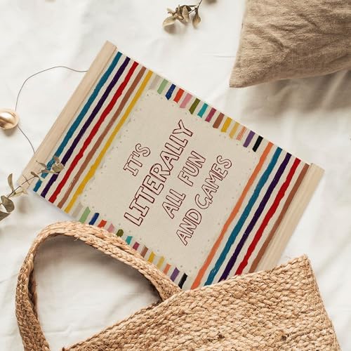 MAQIKA Funny Kids Playroom Poster Framed with Wood Hanger, Boy Girl Nursery Hanging Wall Decor, All Fun and Games Colorful Classroom Canvas Wall Art Paints for Kids Nursery Bedroom Playroom, 12x16 Inch