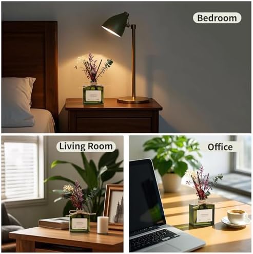 Reed Diffuser, 6.09 oz Earthy Sandalwood Scent Diffuser with Sticks & Dried Flowers, 120 Days Long Lasting diffusers for Home, Elegant Fragrance for Bathroom Bedroom Office Decor Air Fresh