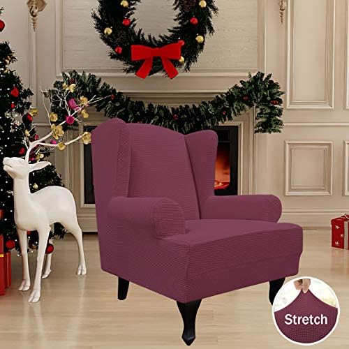 Easy-Going Stretch Large Wingback Chair Sofa Slipcover ASH Rose