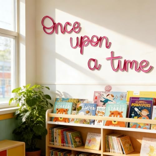 Once Upon A Time Sign Nursery Wall Decor Reading Knitted Wire Word Sign