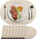 Faux Leather Oval Placemats Set of 8, Beige