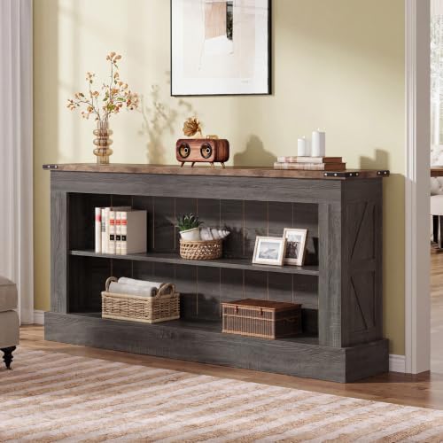 Tribesigns 63" Console Table, 3-Tier Entryway Table with Storage Shelves
