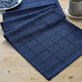 ZeeMart Linen Checked Farmhouse Table Runner, 13x36 Inches Navy Blue