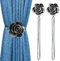 Lewondr Magnetic Curtain Tiebacks, Flower Vintage Curtain Holdbacks, Ink