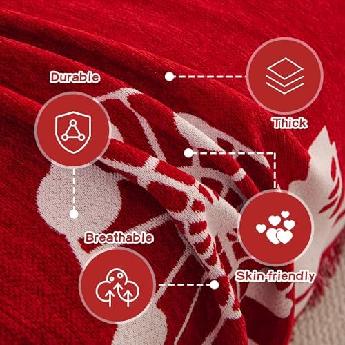 MEETSKY Christmas Couch Cover Red Sofa Slipcover for 2 Couch, Sofa Covers Washable Use Thick Soft Fabric Couch Cover for Dogs, Multi-Use Decorative Couch Protector for Pets, 71" x 118", Red