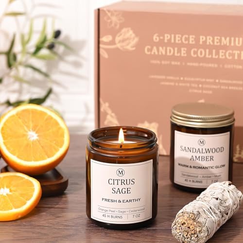Scented Candles for Home, 6-Pack Soy Candle Gift Set, Up to 300 Hours