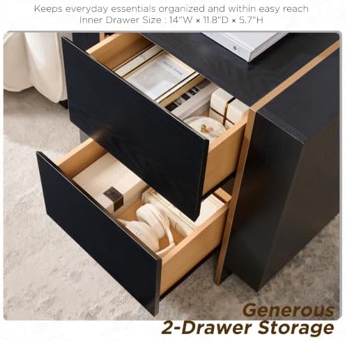 OKD 24” Modern 2 Drawer Dresser for Bedroom with Charging Station