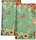 Miss Adola Cute Kitchen Towels Set of 2, 18 x 26 Inch, Green Butterfly