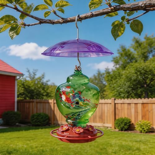 8" Mini Plastic Rain Cover for Bird Feeder, Purple Weather Guard Dome