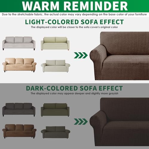 MAXIJIN Stretch Extra Large Couch Cover Sofa Covers (91"-110" Oversized Sofa Slipcovers with Non-Slip Foam & Elastic Strap, Dog Cat Pet Friendly Furniture Protector (X-Large, Brown)