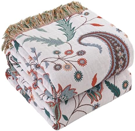 Floral Twin Fall Throw Blanket, White, 60"x80"