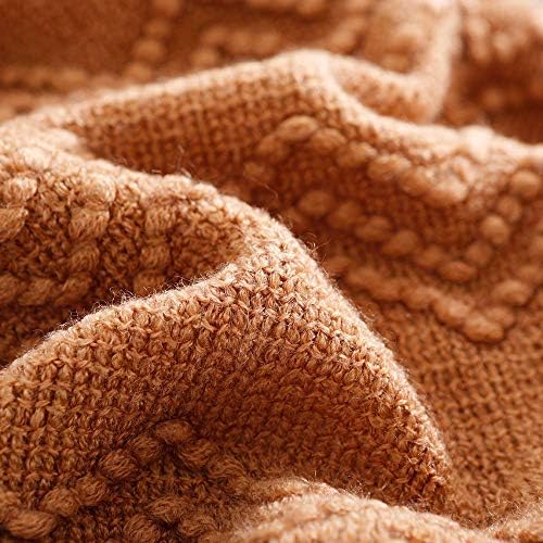 BOURINA Almond Throw Blanket 60x80 Inch Boho Knit Soft Throw Sofa Blanket