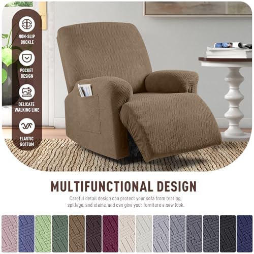 KinCam Oversized Recliner Chair Covers, Reclining Cover, Brown