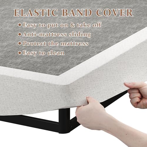 Twin Size Box Springs - 5 Inch Low Profile Mattress Foundation No Noise Heavy Duty Metal Basics Bed Base with Clean Fabric Cover, Easy Assembly