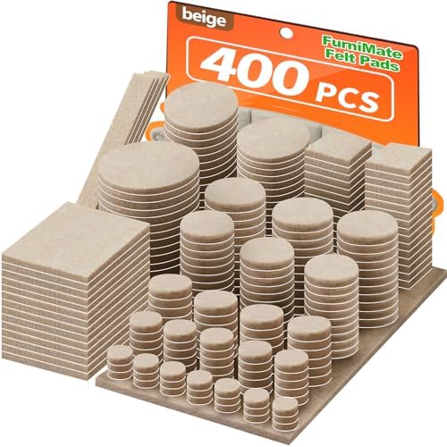 Felt Furniture Pads 400 Pieces, Furniture Pads for Hardwood Floors Beige