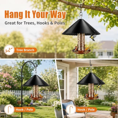 18" Hanging Metal Squirrel Baffle for Bird Feeder Pole, Bird House Guard