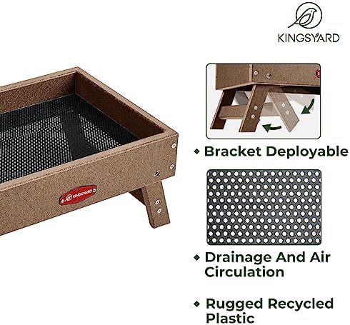 Kingsyard Ground Bird Feeder, Elevated Tray with Recycled Poly Lumber
