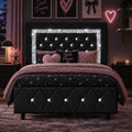 Twin Bed Frame with Headboard, Upholstered Bed with Diamond Tufted Design