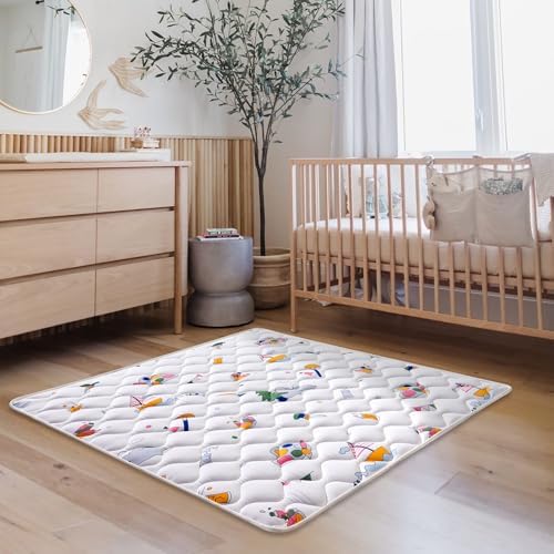 High-Density Foam Baby Play Mat, 50x50 Inches Thicken One-Piece Comfortable and Soft Playmat, Non Slip Machine Washable Floor Mat for Infants, Tapete para Bebes,Toddlers
