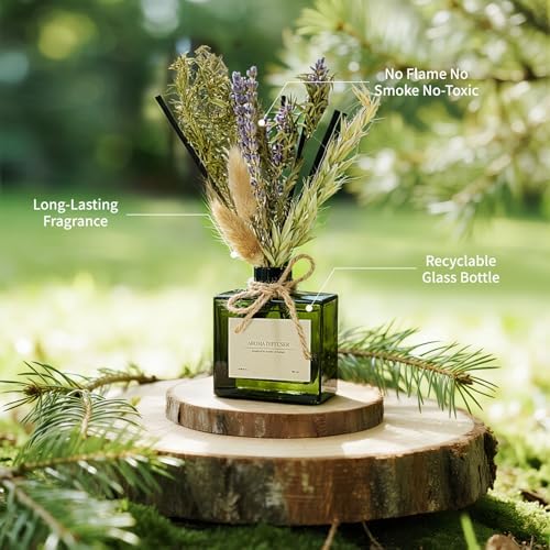 Reed Diffuser, 6.09 oz French Juniper Lavender Scent Diffuser with Sticks & Dried Flowers, 120 Days Long Lasting diffusers for Home, Elegant Fragrance for Bathroom Bedroom Decor Air Fresh