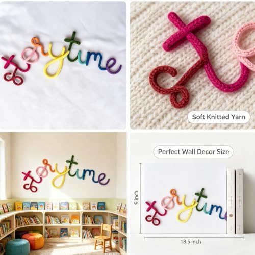Handmade Storytime Wall Sign-Knitted Wire Storytime Sign Reading Corner Sign Decor story time wall sign wire Letters Book Corner Decor for Kids Room Nursery & Playroom (purple)