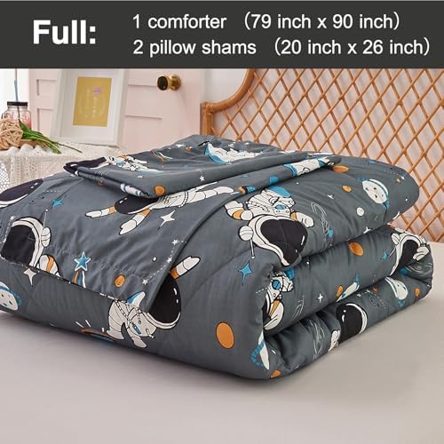 JSD Grey Astronaut Space Theme Kids Comforter Set Full Size