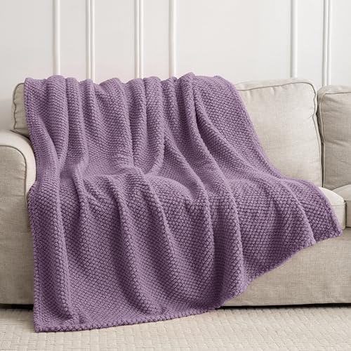 Purple 300GSM Fleece Throw Blanket for Couch Sofa Bed, 60x80 Soft Cozy Flannel Blankets, Lightweight Fuzzy Fluffy Throws for Women