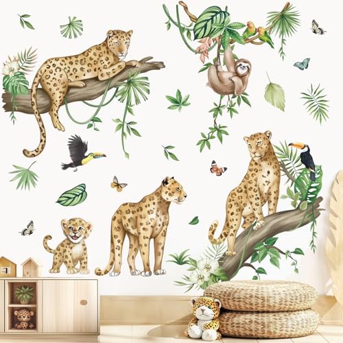 wondever Jungle Animals Wall Decals Safari Leopard Cheetah Wall Stickers