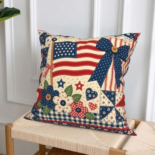 American Flag Decorative Throw Pillow Covers 18x18 Inch Set of 4