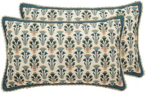 patdrea French Vintage Lumbar Throw Pillow Cover,12"x20",Set of 2