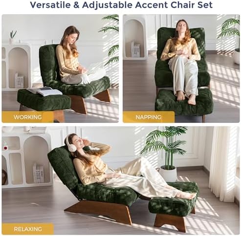 MAXYOYO Accent Chair with Ottoman, Lounge Chair with Adjustable Backrest