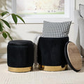 Royal Windsor Round Ottoman with Storage Set of 2, Storage Vanity Stool