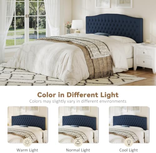 Befurtori King Headboard Only, Linen Classic Tufted Design, Navy Blue