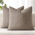 MIULEE Decorative Throw Pillow Covers 16x16 Neutral Brown Textured Corduroy