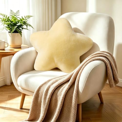 19" Yellow Star Pillow Large Cute Decorative Throw Pillows Floor Cushions