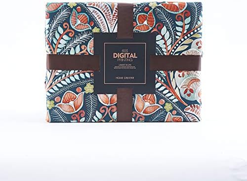 Boho Duvet Cover Queen,Paisley Flower Printed Long Staple Cotton Duvet Cover with 2 Pillowcases,Retro Damask Medallion Bedding Set-3 Pieces 90"x90"