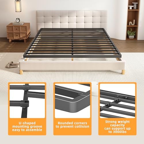 2 Inch King Metal Box Spring with Round Corners, Low Profile bed slat