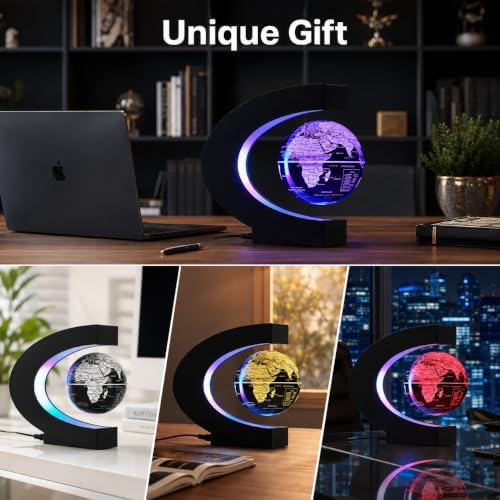 Magnetic Levitation Floating Rotating World globe for children With Colored Lamp And Touch Switch For Men Boss Cool home/Office Decor unique Gifts Or Kids Desk Tech accessories Gadget teenage Toys