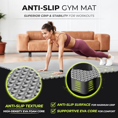 bemaxx Gym Mats Set - EVA Interlocking Foam Floor Tiles Workout Mat Puzzle