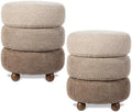 Glitzhome Round Ottoman with Storage Set of 2 Vanity Stool Foot Rest with Removable Lid Modern Upholstered Velvet Storage Ottoman Stool for Living Room and Dorm, Gradient Brown