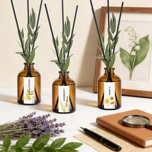 Reed Diffuser Set, Eucalyptus, Linen, Lavender, Oil Diffusers with Sticks