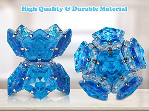 Magnetic Fidget Sphere, Crystal Blue, Sensory Desk Toy for Stress Focus Anxiety Relief