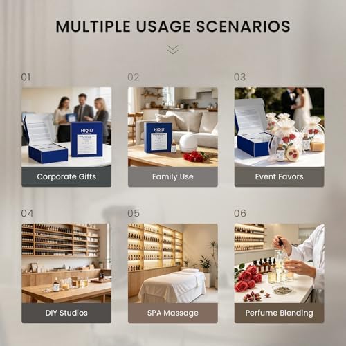 HIQILI Rose Fragrance Oil Set, 12-Pack for Skin, Diffuser & DIY Use