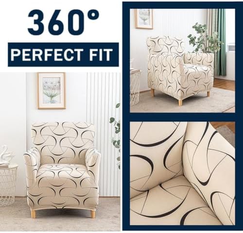 Accent Chair Covers with Arms Stretch Mid Century Modern Accent Chair Slipcovers 1-Piece Printed Banquet Arm Chair Cover Couch Sofa Covers Protector for Living Room Office Hotel #5