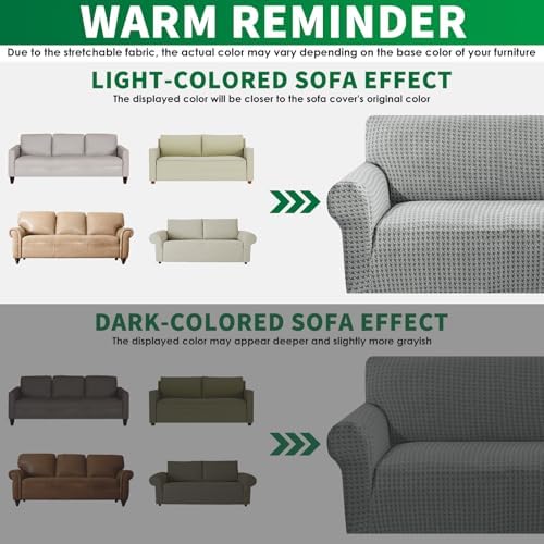 MAXIJIN Stretch Extra Large Couch Cover Sofa Covers (91"-110" Oversized Sofa Slipcovers with Non-Slip Foam & Elastic Strap, Dog Cat Pet Friendly Furniture Protector (X-Large, Light Gray)