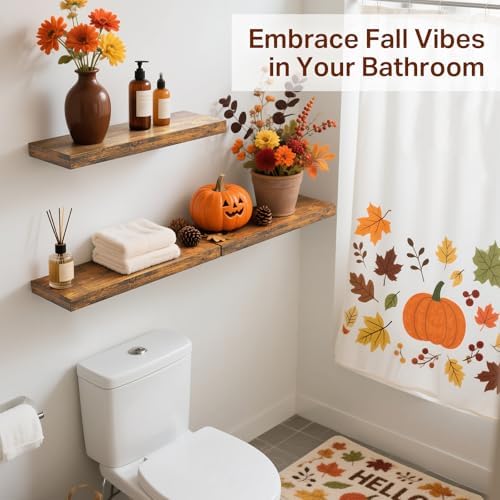 BAYKA Rustic Brown Bathroom Floating Shelves, 15.7in, 3Pk, Wall Mount Shelf
