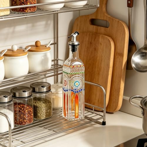 17oz Glass Square Olive Oil Dispenser with Pour Spout