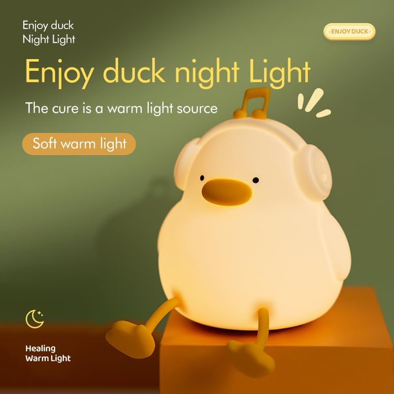 ATSUI Night Light for Kids, Squishy Duck Design, 3 Level Dimmable, Silicone Construction