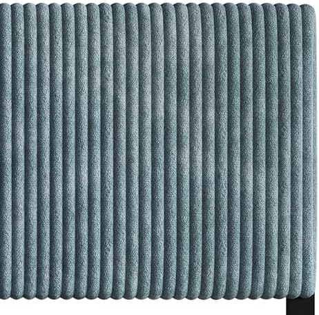 Twin Corduroy Velvet Upholstered Adjustable Headboard, Light Blue